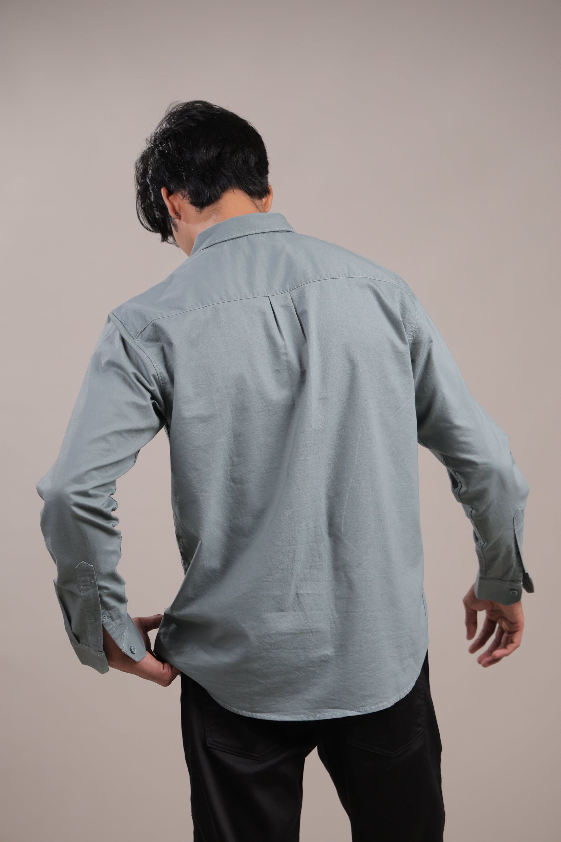 Niyam – Plain Light Grey Oxford Shirt - Binioz