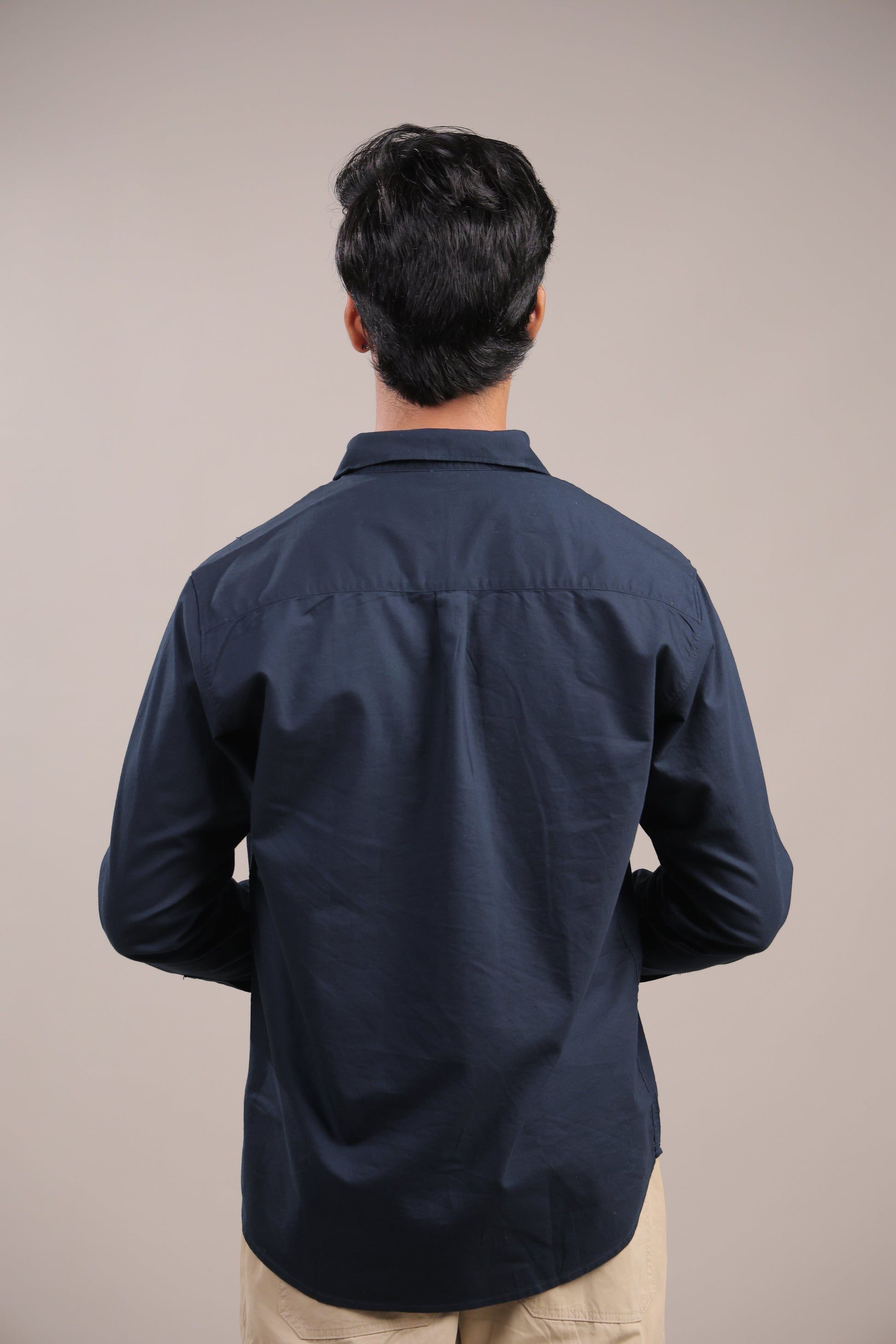 Niyam – Plain Navy Blue Oxford Shirt - Binioz