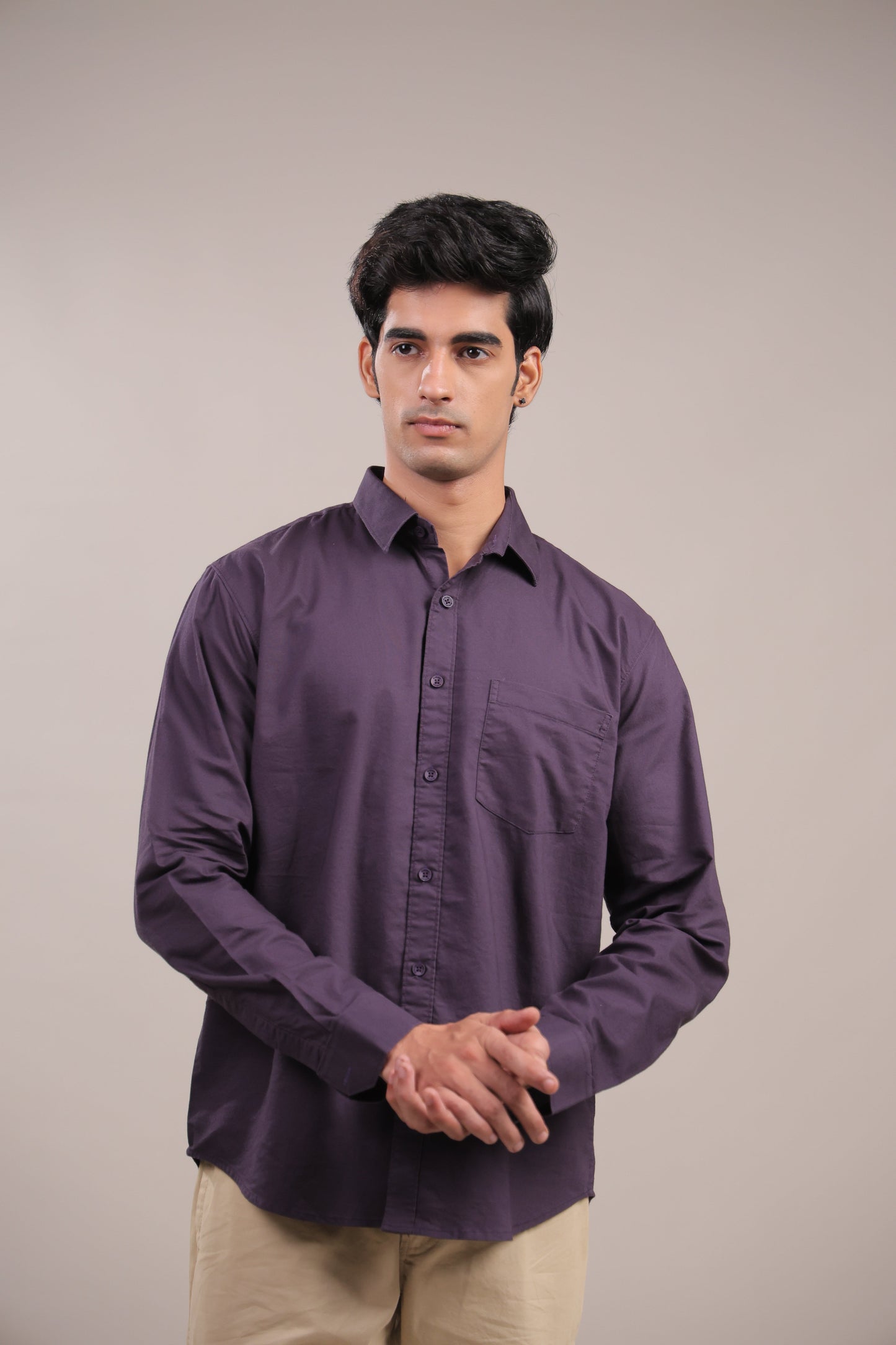 Niyam – Plain Purple Oxford Shirt - Binioz
