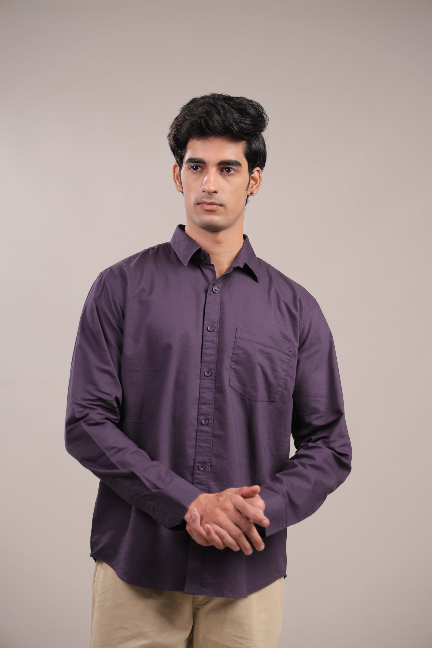Niyam – Plain Purple Oxford Shirt - Binioz