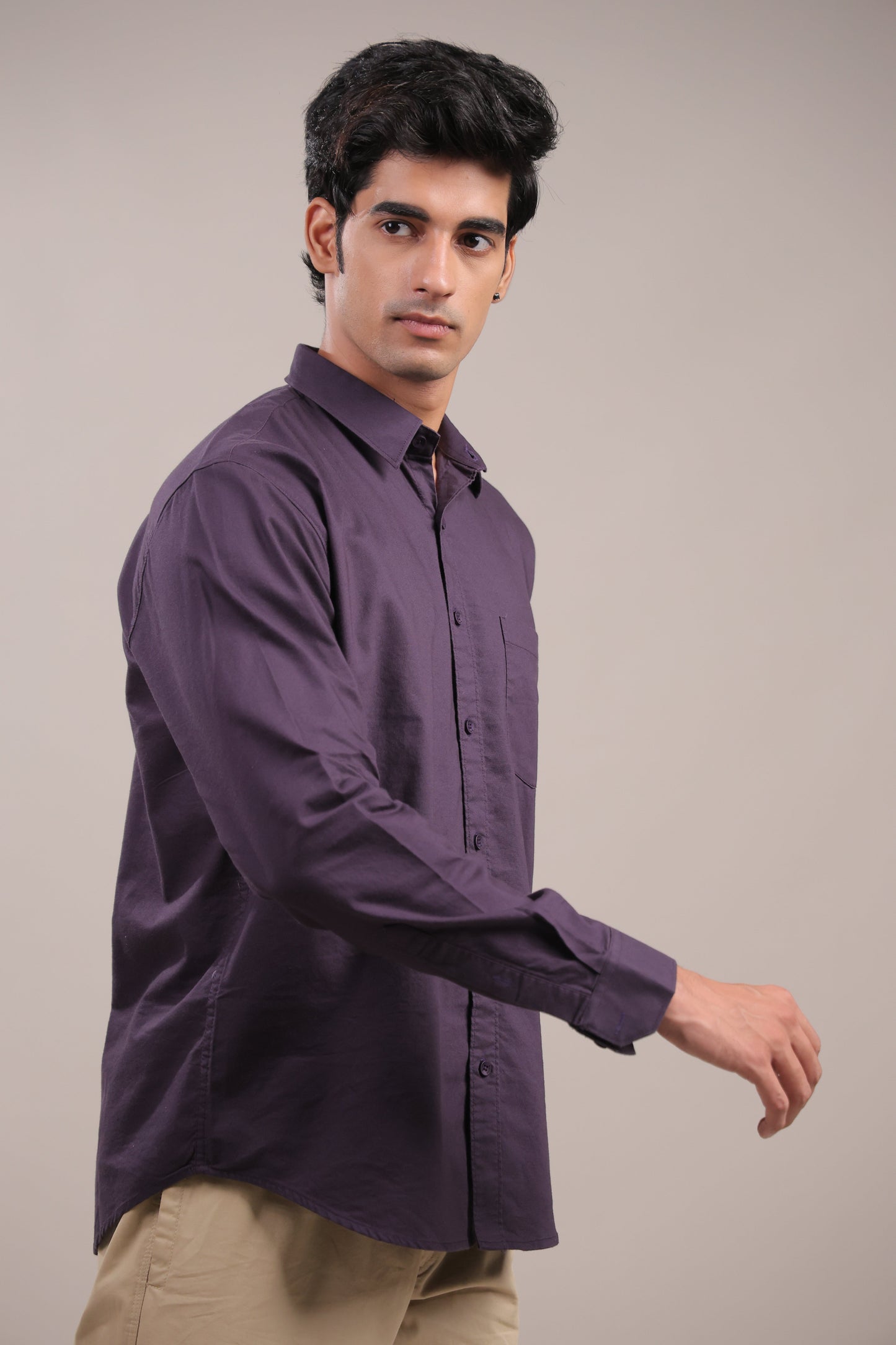 Niyam – Plain Purple Oxford Shirt - Binioz