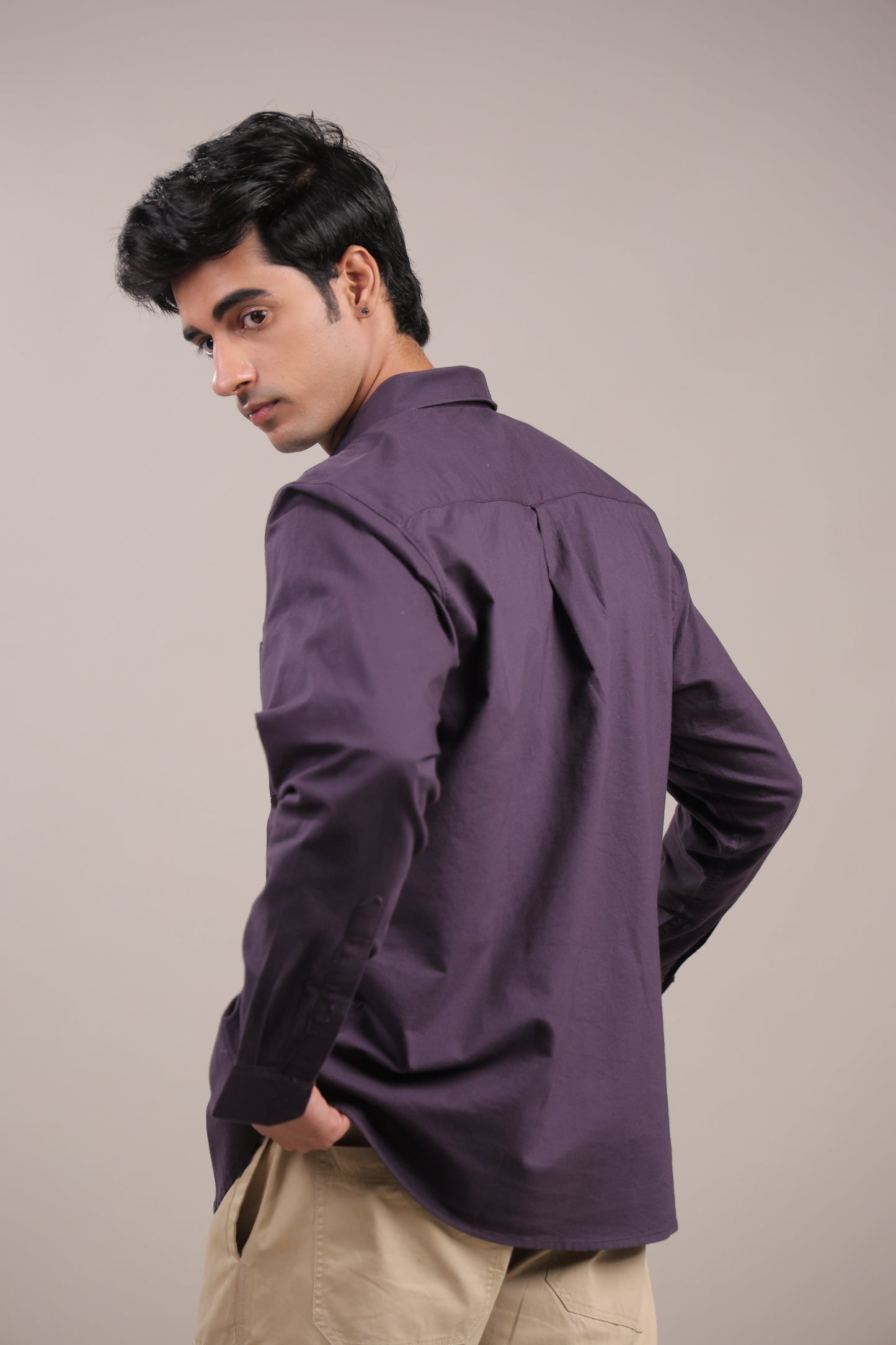 Niyam – Plain Purple Oxford Shirt - Binioz