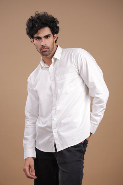 Niyam – Plain White Oxford Shirt - Binioz