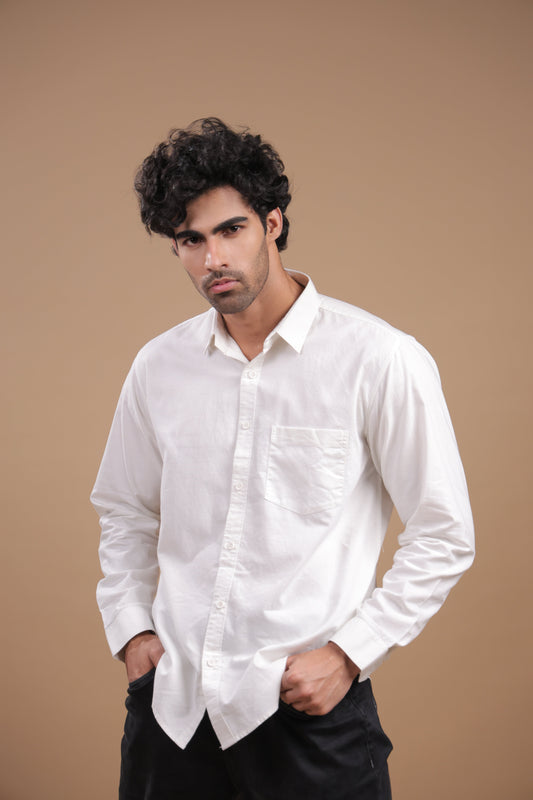Niyam – Plain White Oxford Shirt - Binioz