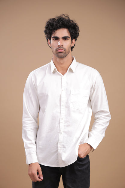 Niyam – Plain White Oxford Shirt - Binioz