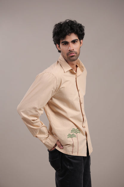 Prakriti – Cream Embroidered Recycled Shirt - Binioz