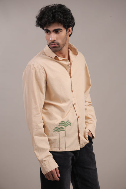 Prakriti – Cream Embroidered Recycled Shirt - Binioz