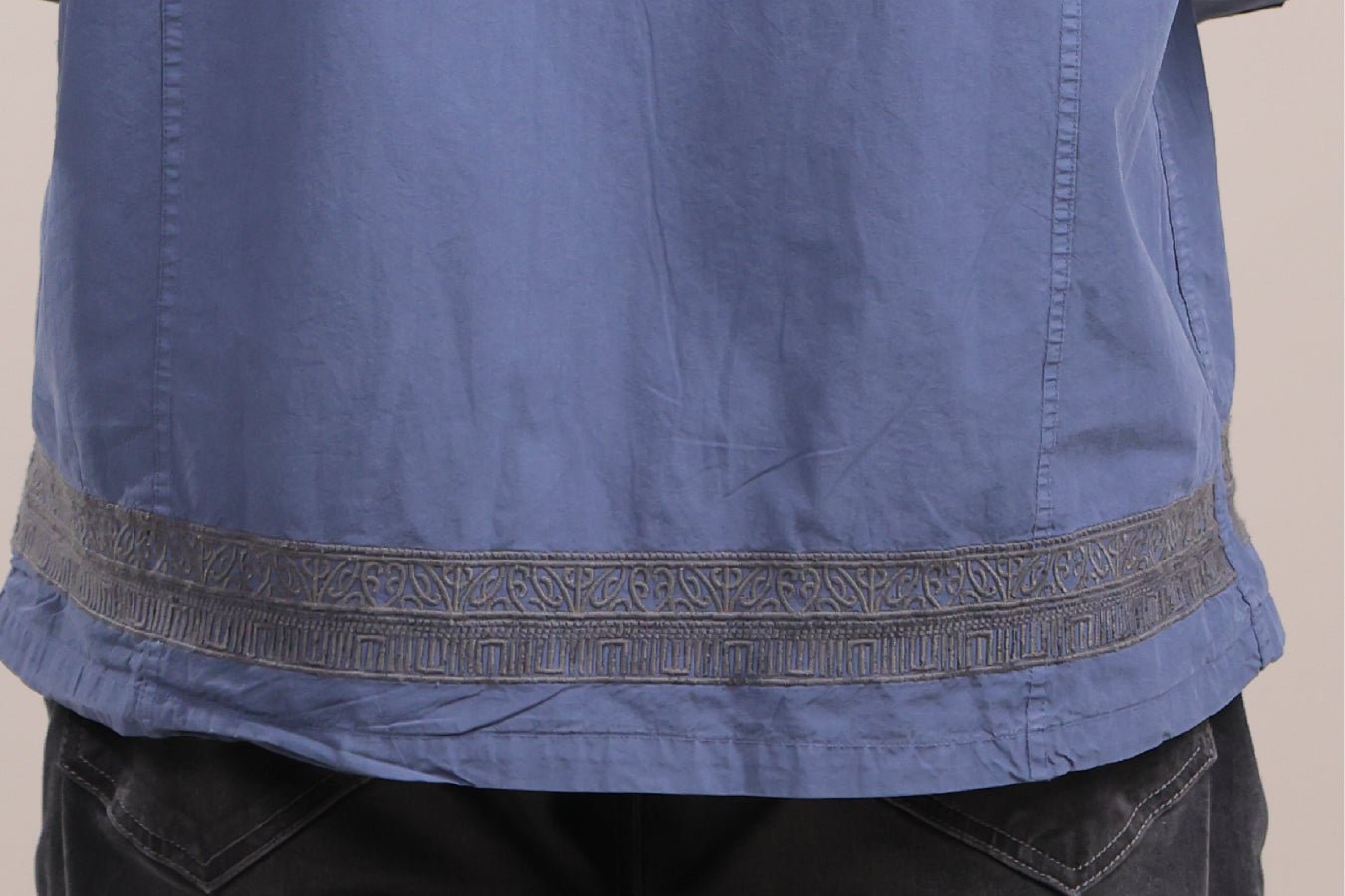 Prakriti – Dark Blue Embroidered Recycled Shirt - Binioz
