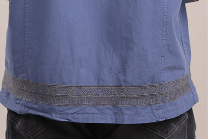 Prakriti – Dark Blue Embroidered Recycled Shirt - Binioz