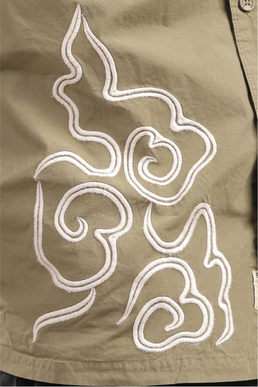 Prakriti – Green Embroidered Recycled Shirt - Binioz