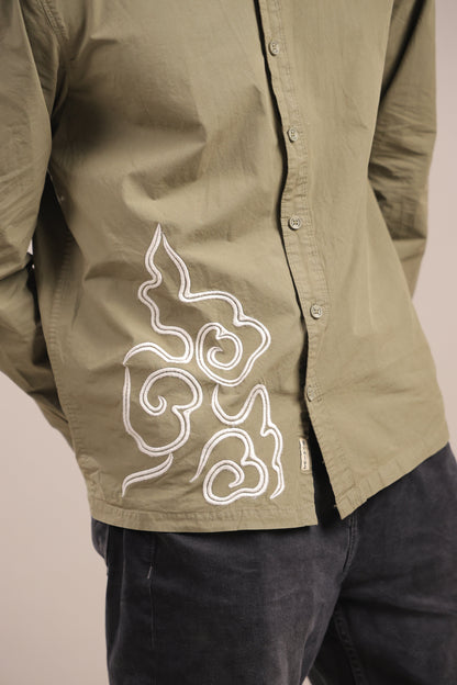Prakriti – Green Embroidered Recycled Shirt - Binioz