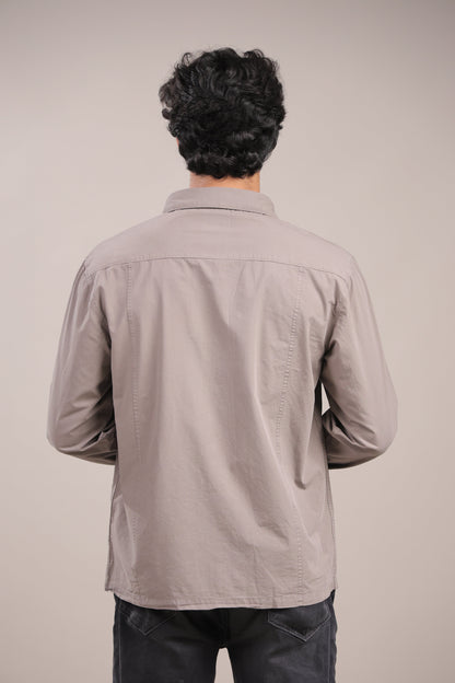 Prakriti – Grey Embroidered Recycled Shirt - Binioz