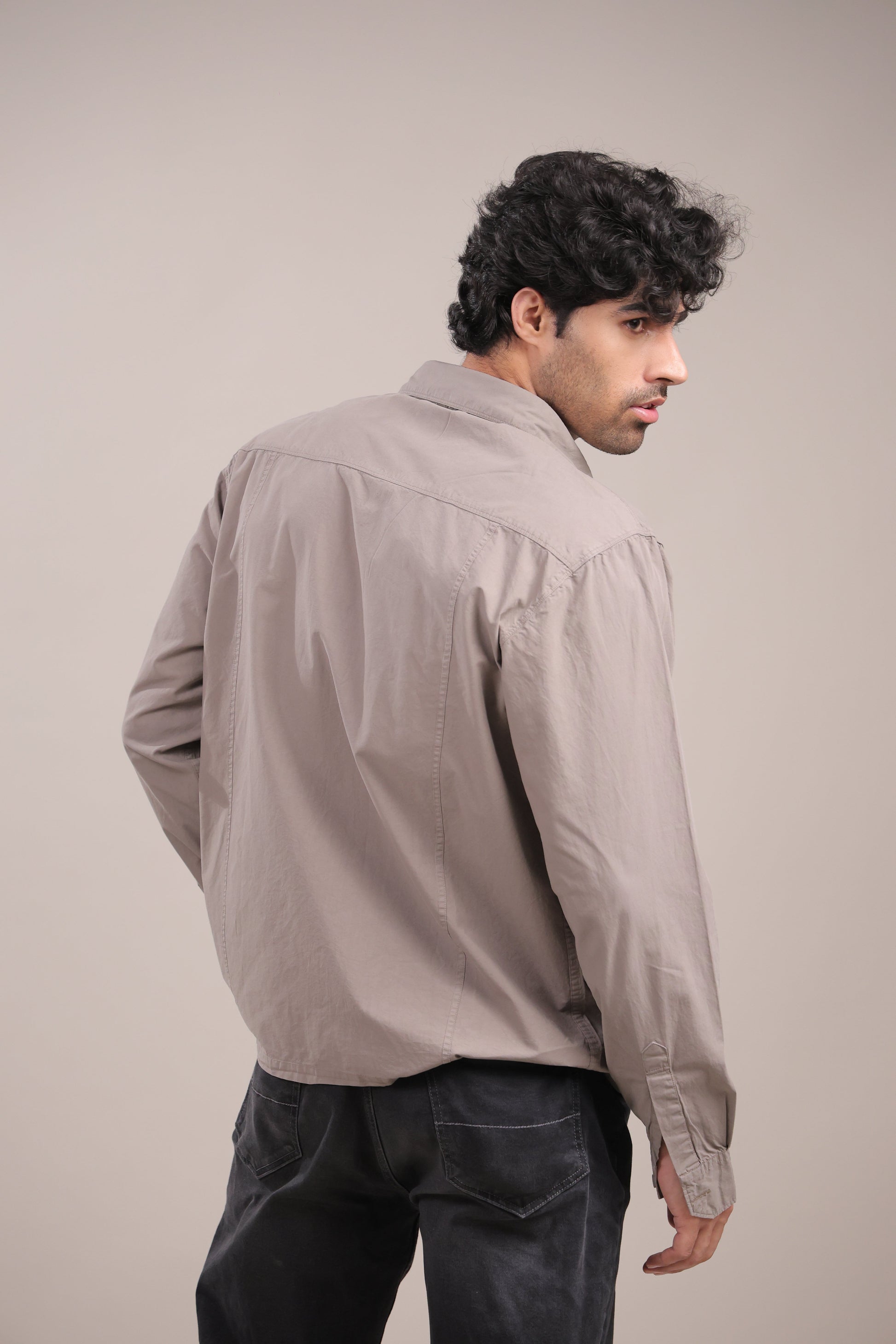 Prakriti – Grey Embroidered Recycled Shirt - Binioz