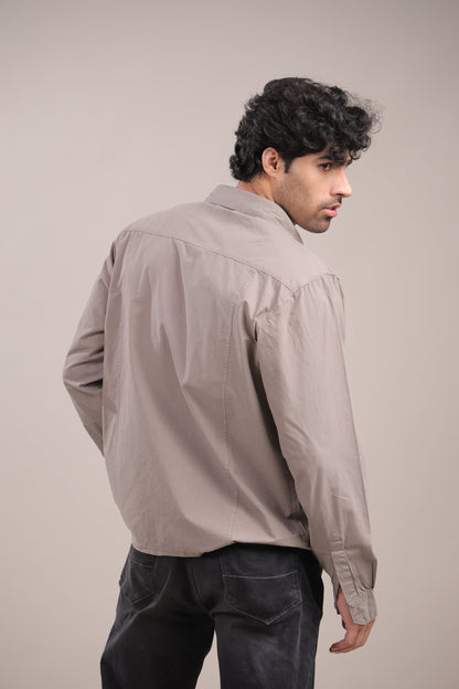 Prakriti – Grey Embroidered Recycled Shirt - Binioz