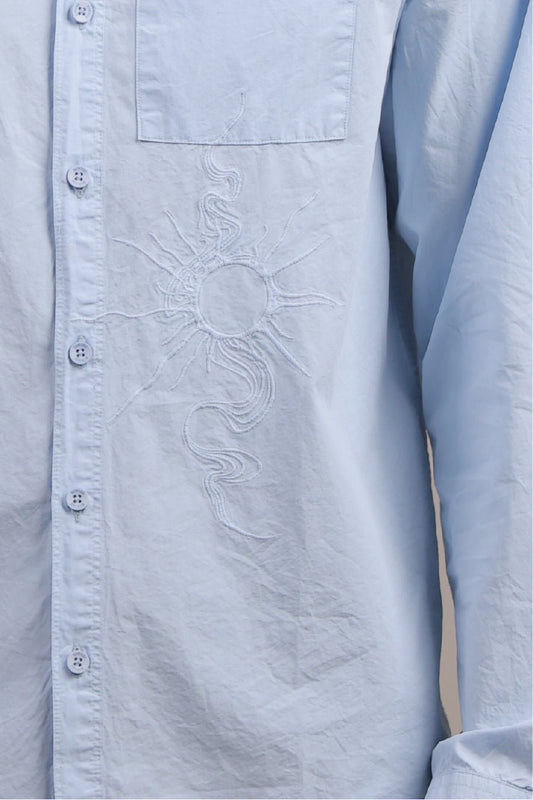 Prakriti – Light Blue Embroidered Recycled Shirt - Binioz