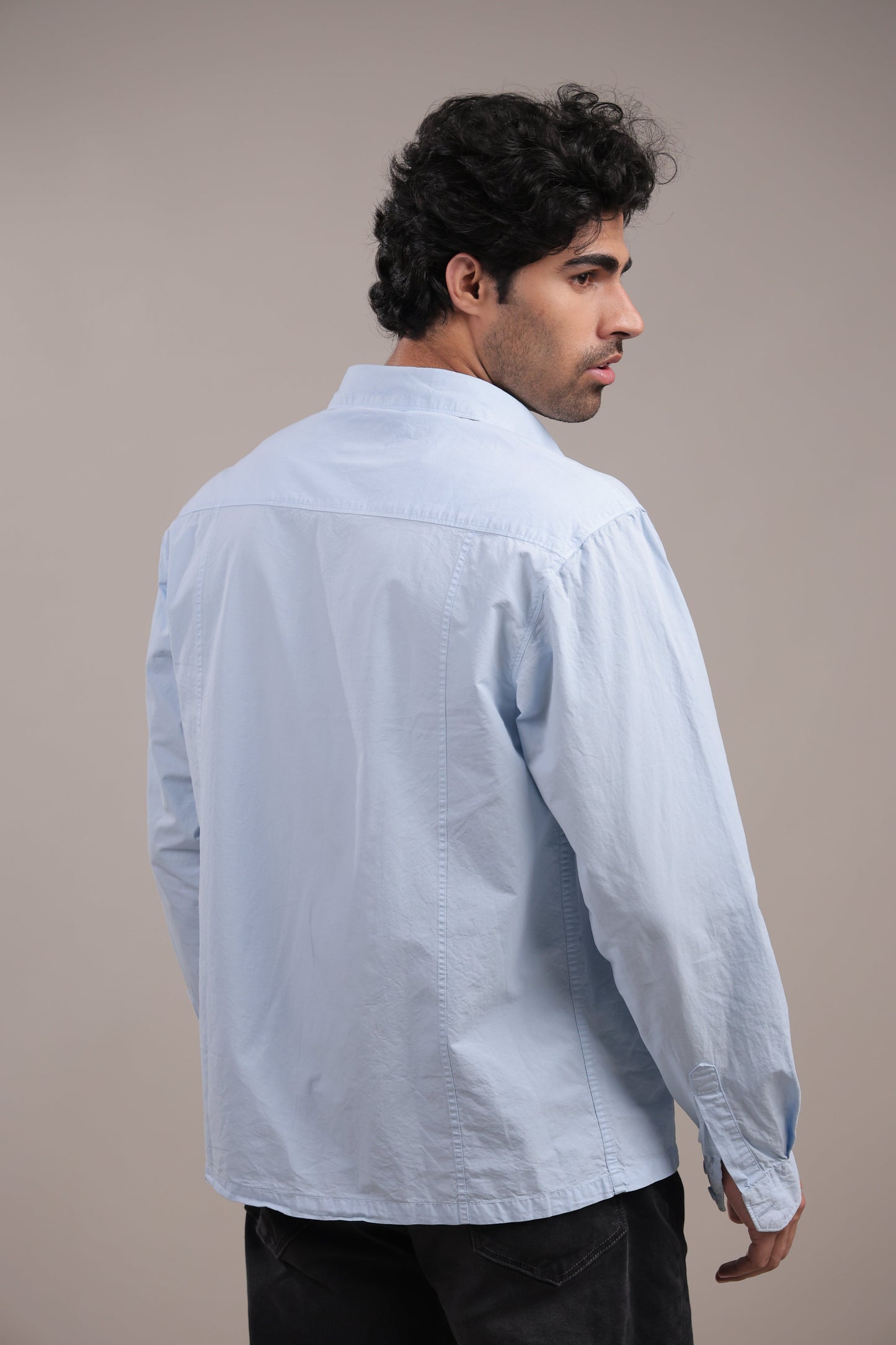Prakriti – Light Blue Embroidered Recycled Shirt - Binioz