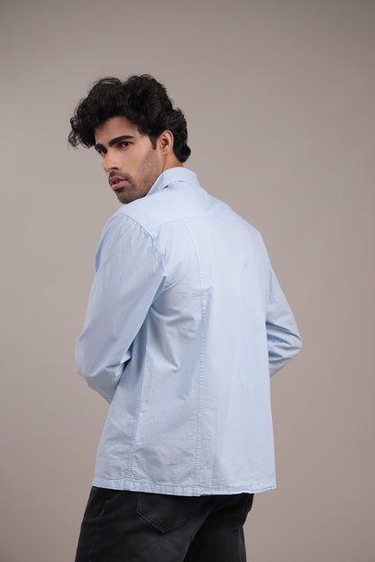 Prakriti – Light Blue Embroidered Recycled Shirt - Binioz