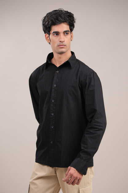 Prakriti – Plain Black Recycled Shirt - Binioz