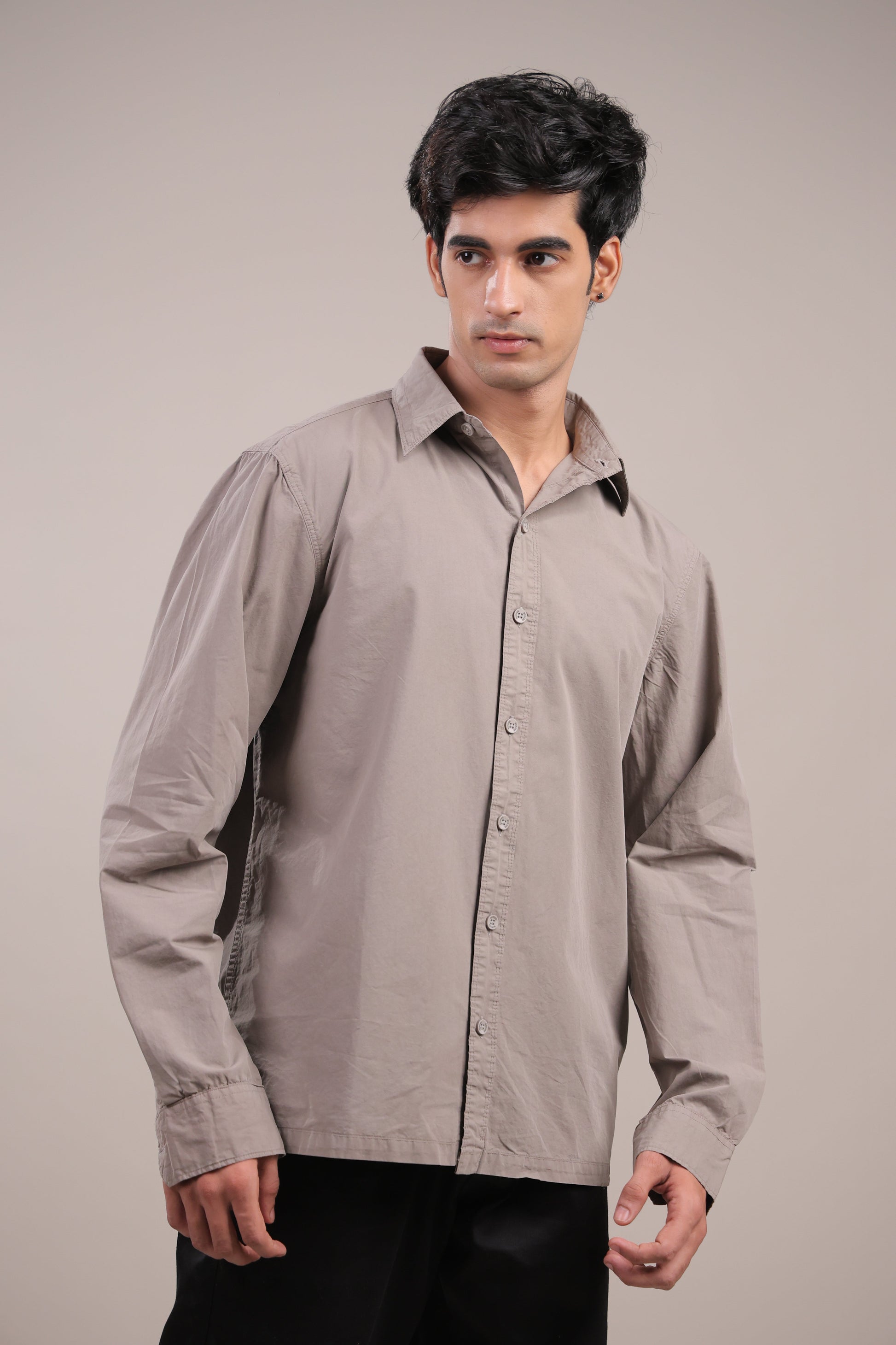 Prakriti – Plain Grey Recycled Shirt - Binioz