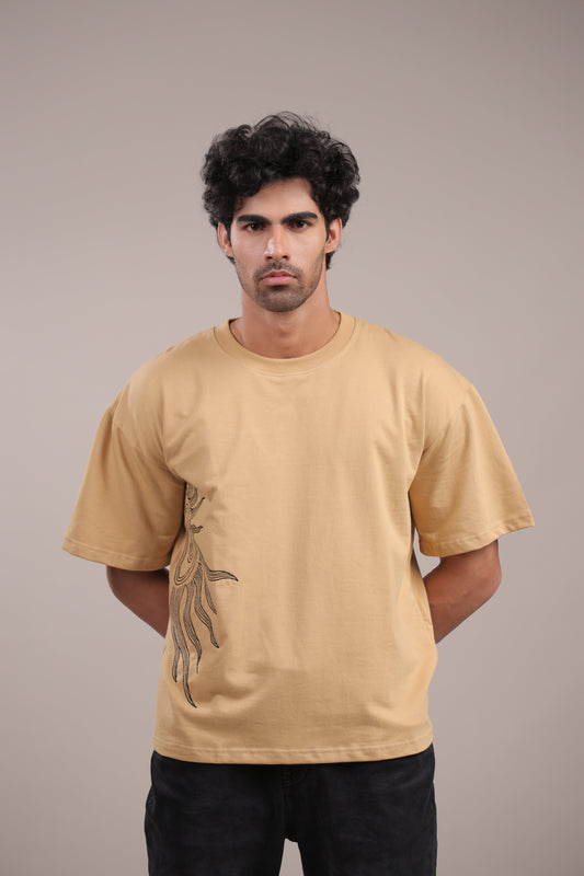 Sutra – Cream Embroidered T-Shirt - Binioz